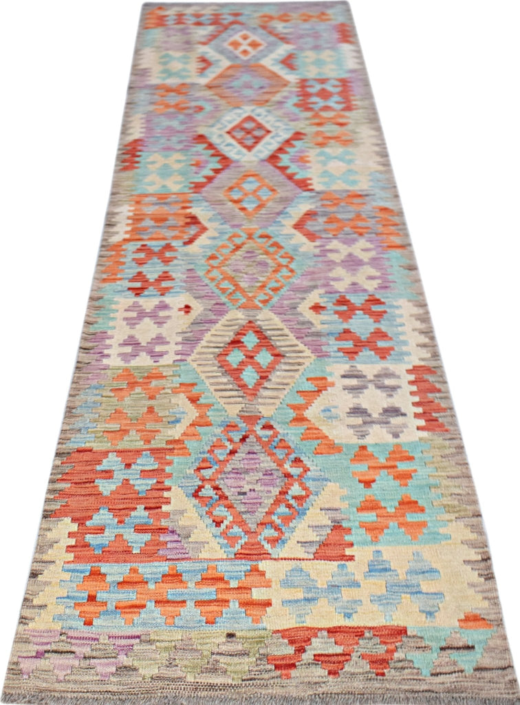 Handmade Maimana Killim Hallway Runner | 290 x 78 cm | 9'6" x 2'7" - Najaf Rugs & Textile