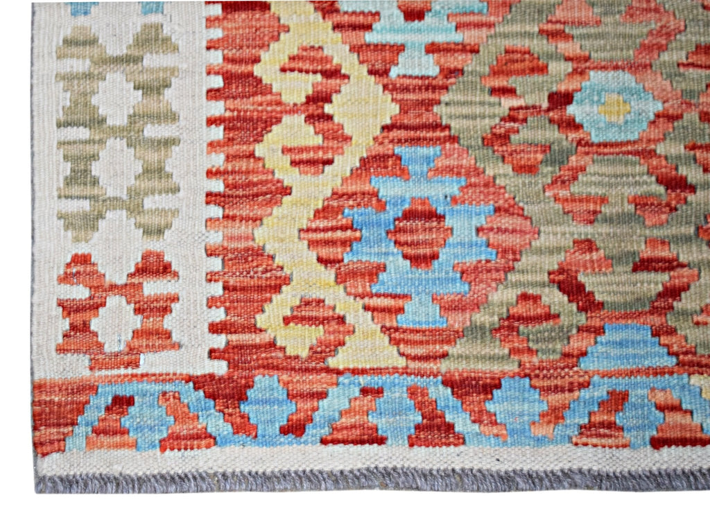 Handmade Maimana Killim Hallway Runner | 290 x 83 cm | 9'7" x 2'9" - Najaf Rugs & Textile
