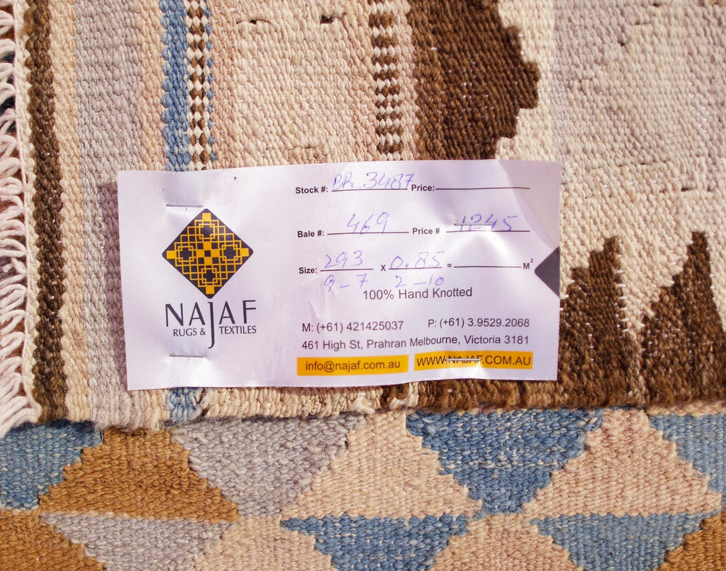 Handmade Maimana Killim Hallway Runner | 293 x 85 cm | 9'7" x 2'10" - Najaf Rugs & Textile