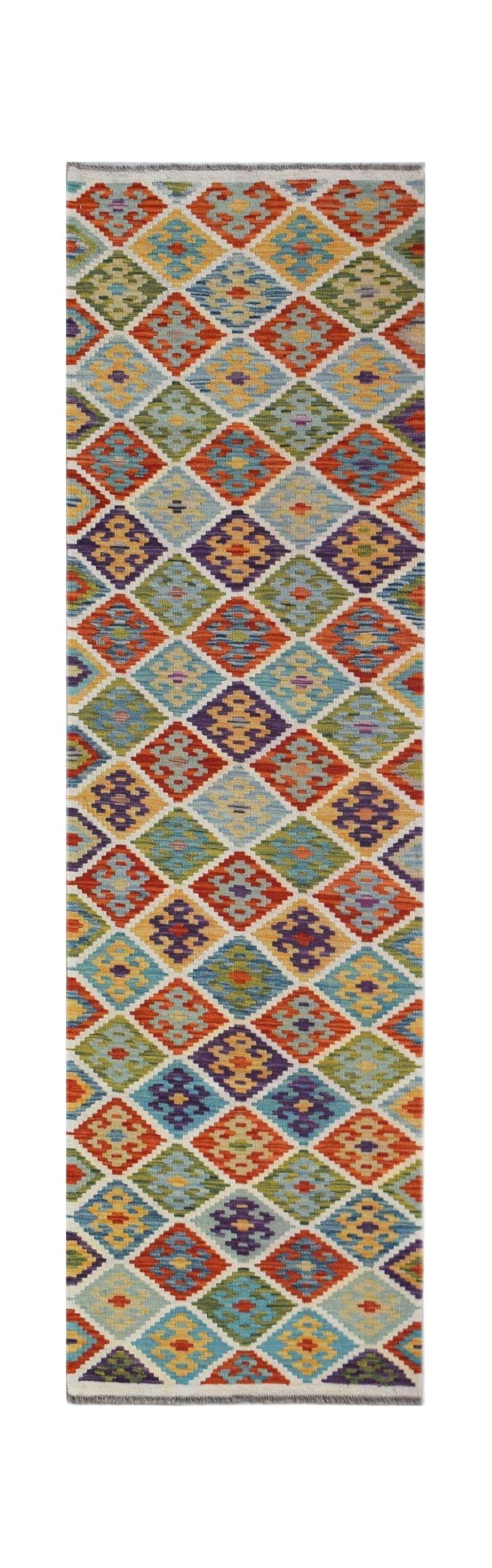 Handmade Maimana Killim Hallway Runner | 294 x 83 cm | 9'8" x 2'9" - Najaf Rugs & Textile