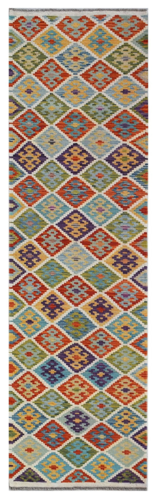 Handmade Maimana Killim Hallway Runner | 294 x 83 cm | 9'8" x 2'9" - Najaf Rugs & Textile