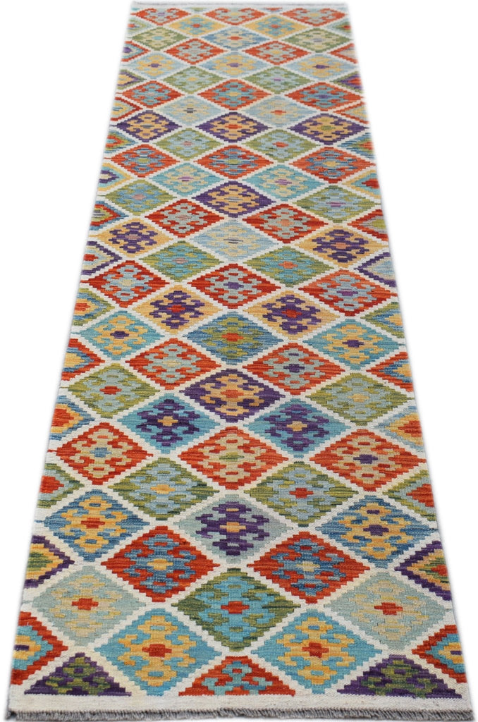 Handmade Maimana Killim Hallway Runner | 294 x 83 cm | 9'8" x 2'9" - Najaf Rugs & Textile