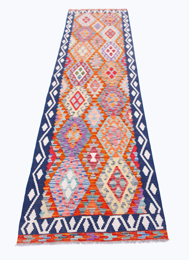 Handmade Maimana Killim Hallway Runner | 295 x 84 cm | 9'8" x 2'9" - Najaf Rugs & Textile
