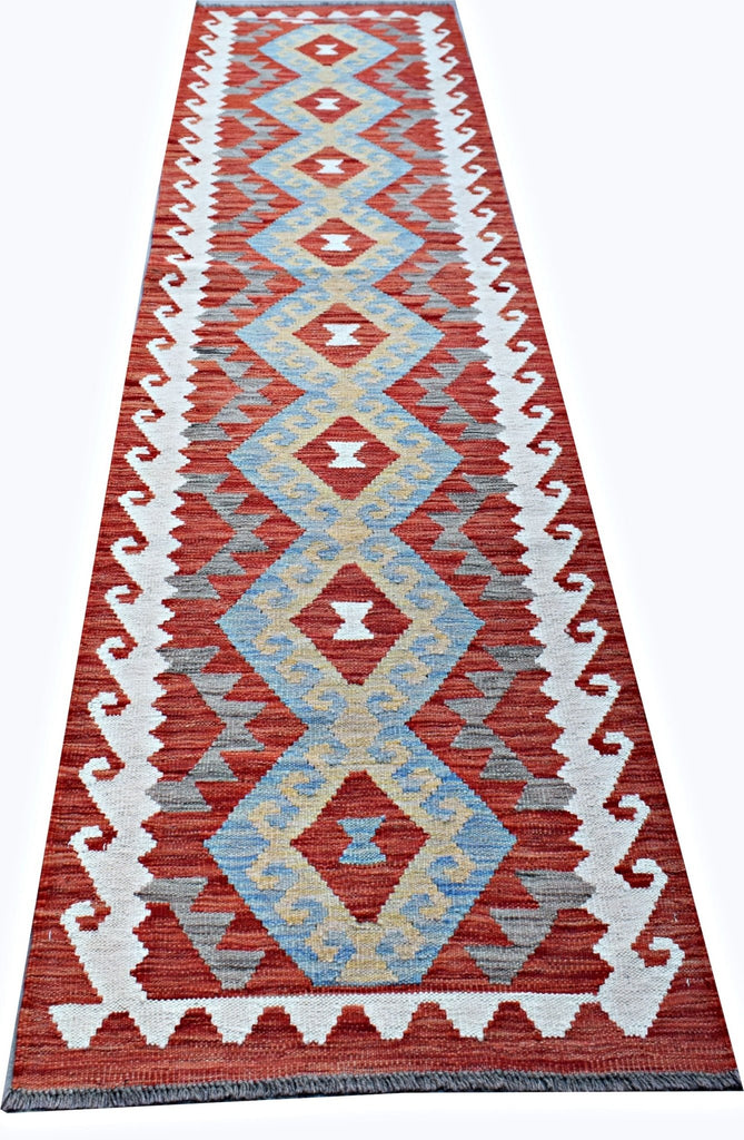 Handmade Maimana Killim Hallway Runner | 296 x 76 cm | 9'9" x 2'6" - Najaf Rugs & Textile