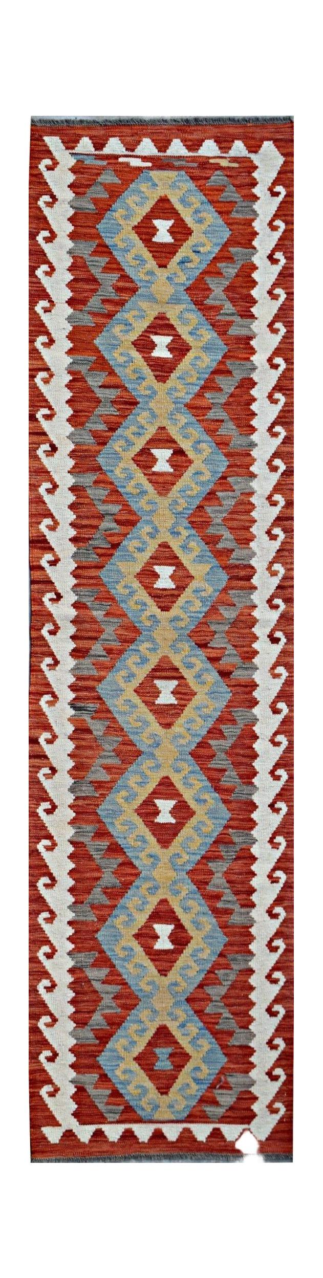 Handmade Maimana Killim Hallway Runner | 296 x 76 cm | 9'9" x 2'6" - Najaf Rugs & Textile