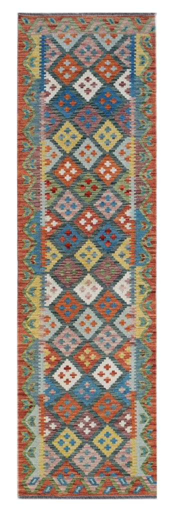 Handmade Maimana Killim Hallway Runner | 298 x 80 cm | 9'9" x 2'8" - Najaf Rugs & Textile