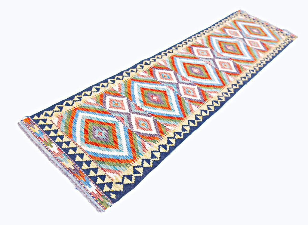 Handmade Maimana Killim Hallway Runner | 300 x 78 cm | 9'10" x 2'7" - Najaf Rugs & Textile