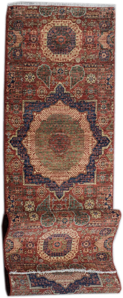 Handmade Mamluk Hallway Runner | 300 x 71 cm | 9'8" x 2'3" - Najaf Rugs & Textile
