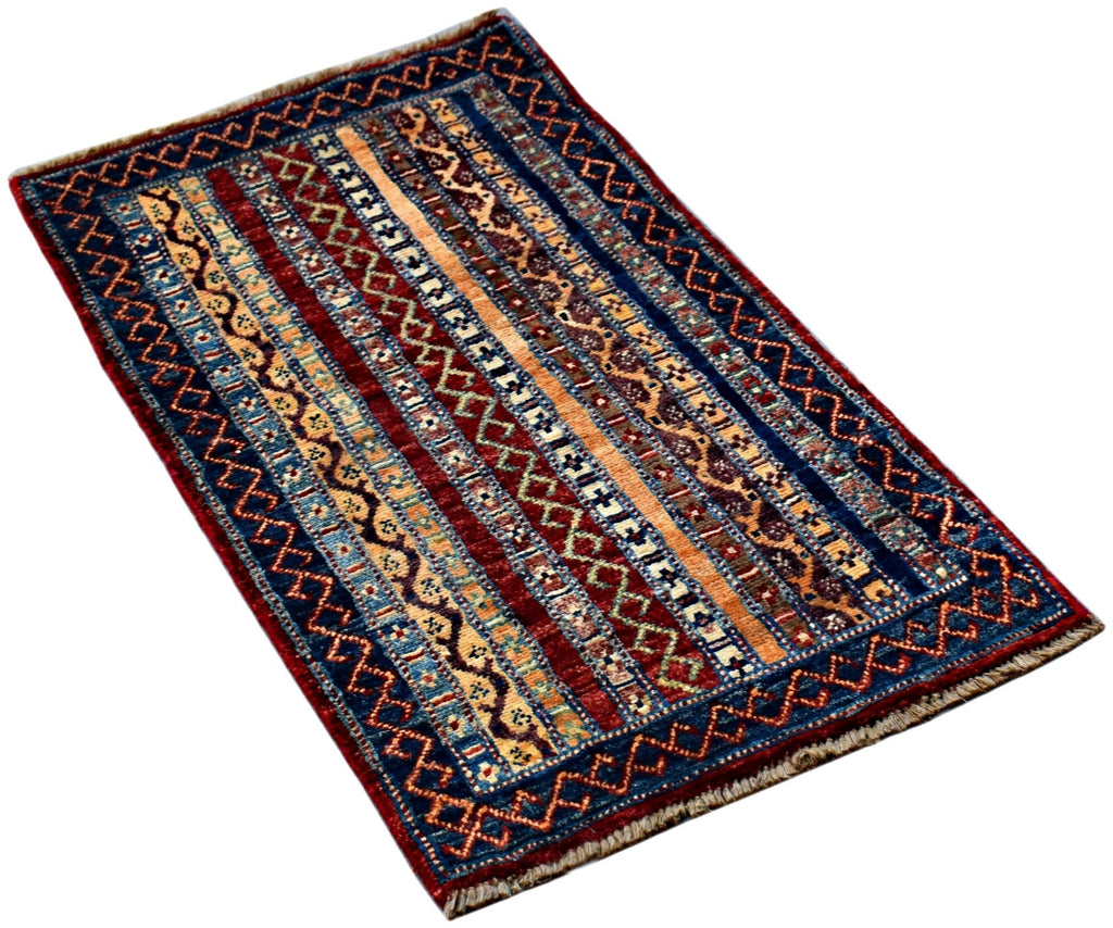 Handmade Mini Afghan Chobi Rug | 100 x 52 cm | 3'3" x 1'9" - Najaf Rugs & Textile