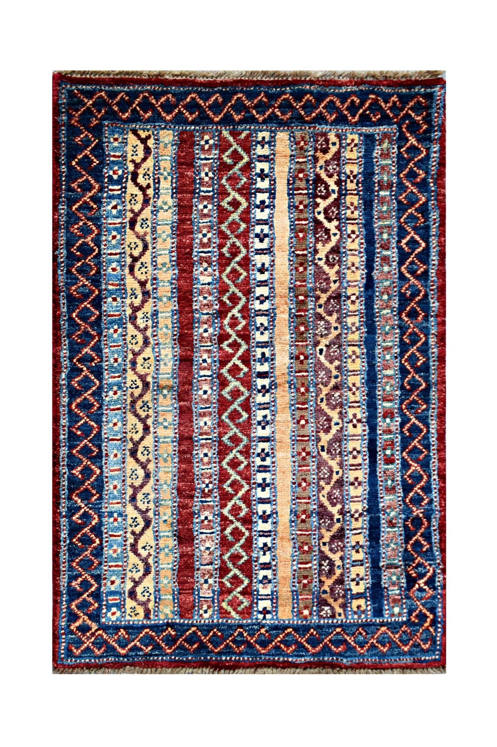 Handmade Mini Afghan Chobi Rug | 100 x 52 cm | 3'3" x 1'9" - Najaf Rugs & Textile