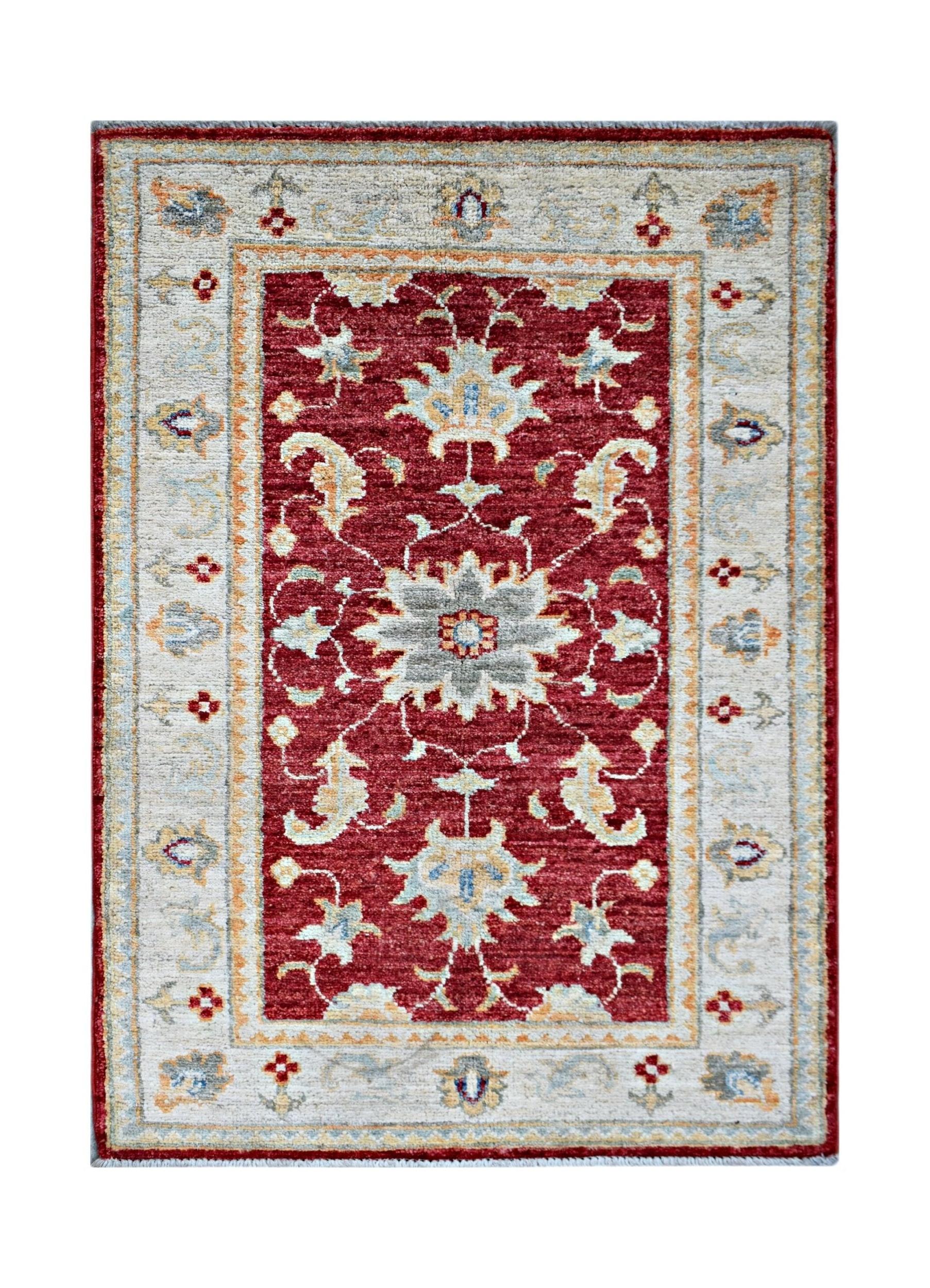 Handmade Mini Afghan Chobi Rug | 105 x 62 cm | 3'5" x 2' - Najaf Rugs & Textile