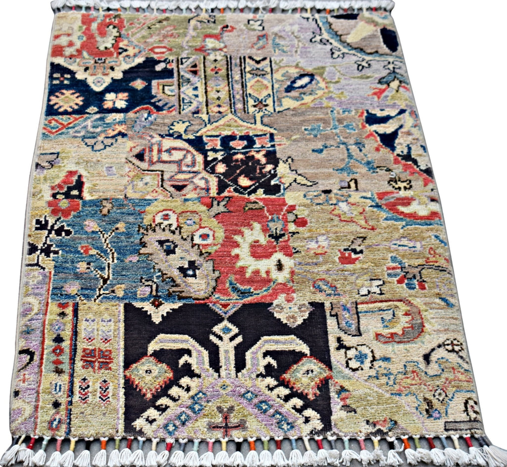 Handmade Mini Afghan Chobi Rug | 85 x 65 cm | 2'10" x 2'2" - Najaf Rugs & Textile