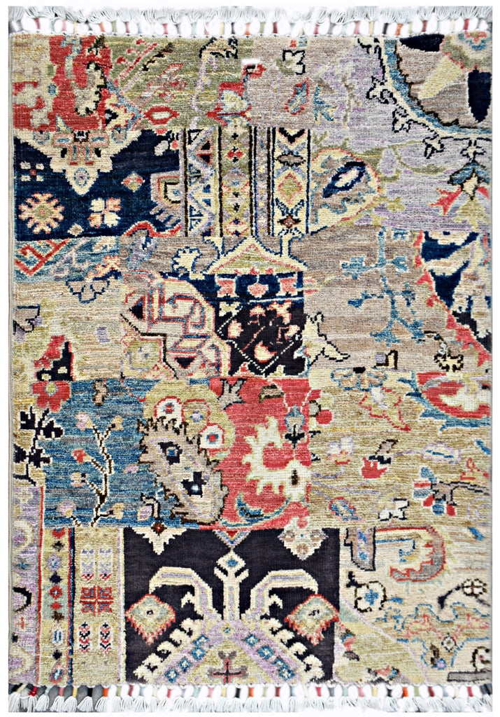 Handmade Mini Afghan Chobi Rug | 85 x 65 cm | 2'10" x 2'2" - Najaf Rugs & Textile
