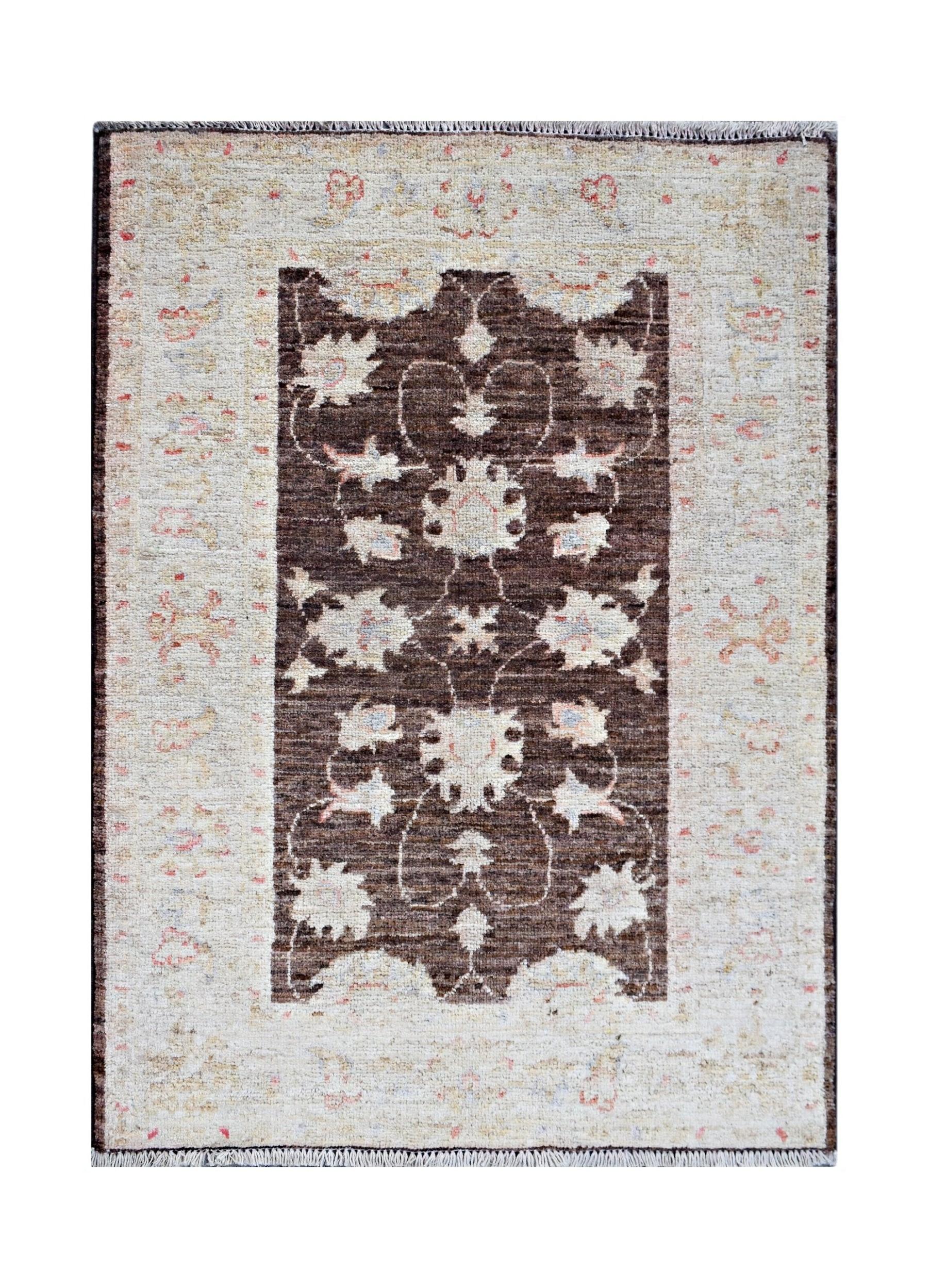Handmade Mini Afghan Chobi Rug | 85 x 66 cm | 2'10" x 2'2" - Najaf Rugs & Textile