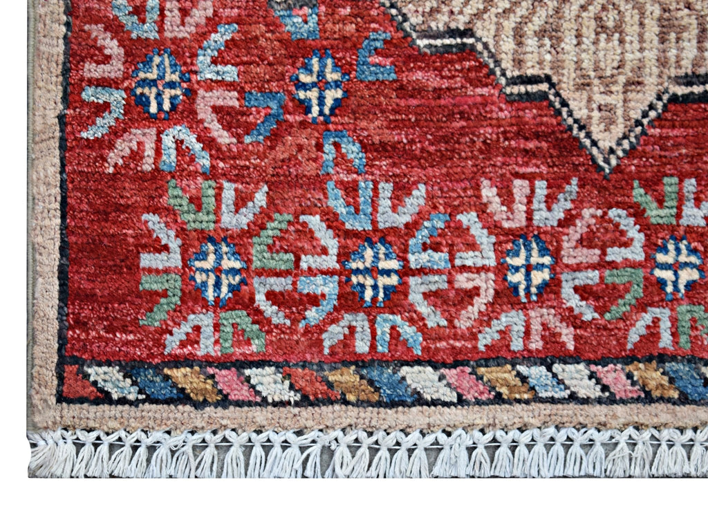 Handmade Mini Afghan Chobi Rug | 86 x 59 cm | 2'10" x 1'11" - Najaf Rugs & Textile