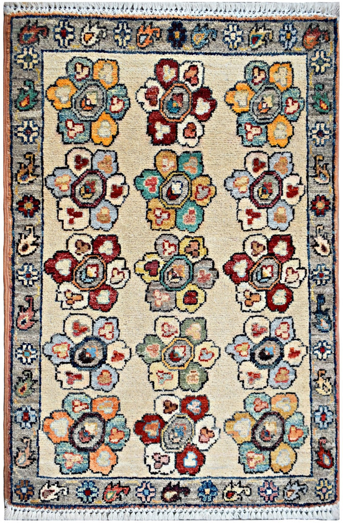 Handmade Mini Afghan Chobi Rug | 87 x 61 cm | 2'10" x 2' - Najaf Rugs & Textile