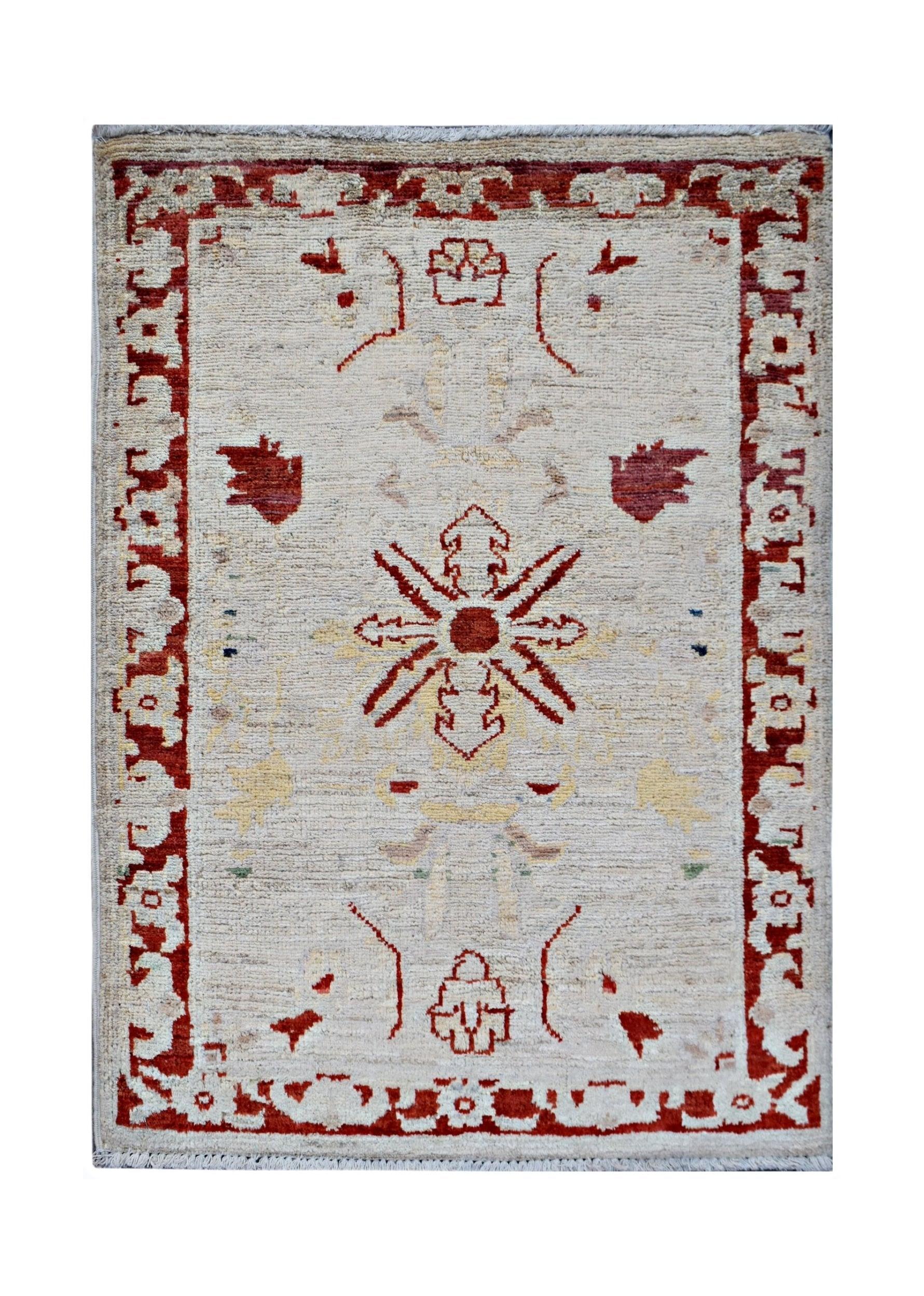 Handmade Mini Afghan Chobi Rug | 87 x 62 cm | 2'10" x 2' - Najaf Rugs & Textile