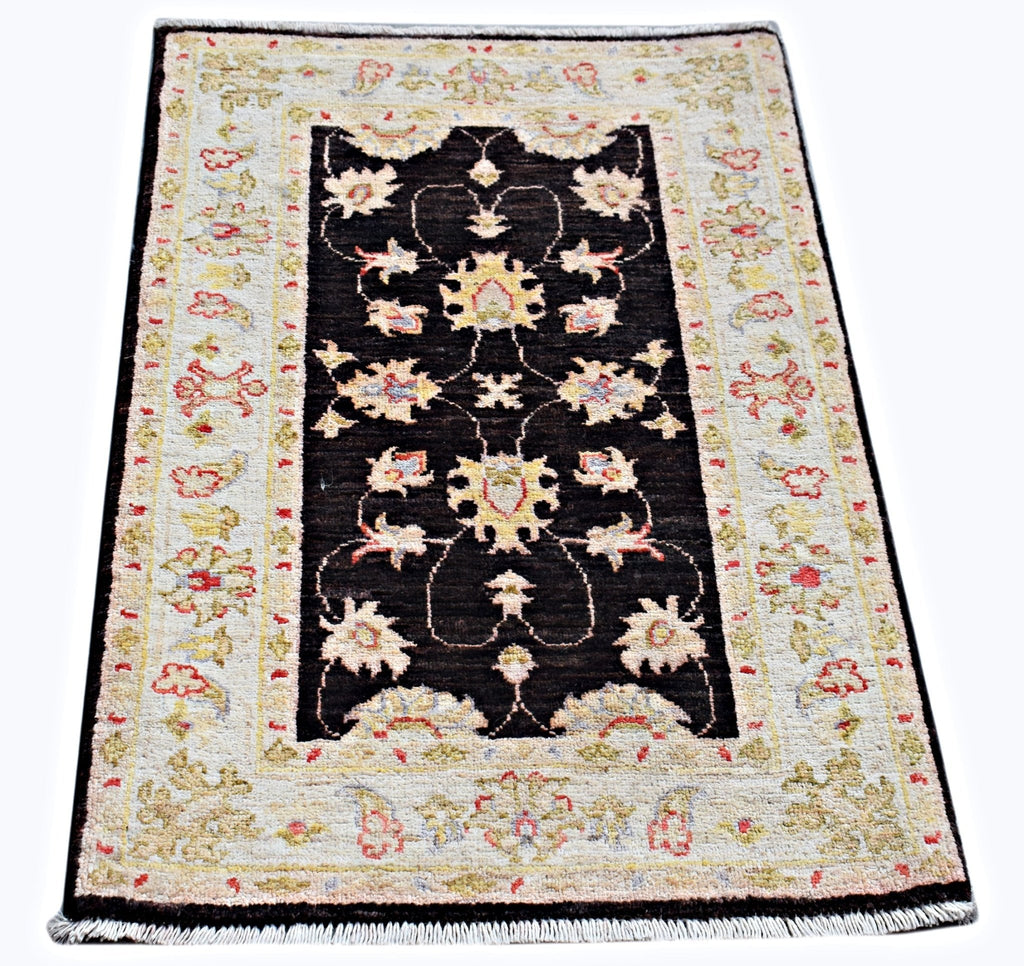 Handmade Mini Afghan Chobi Rug | 87 x 65 cm | 2'10" x 2'2" - Najaf Rugs & Textile