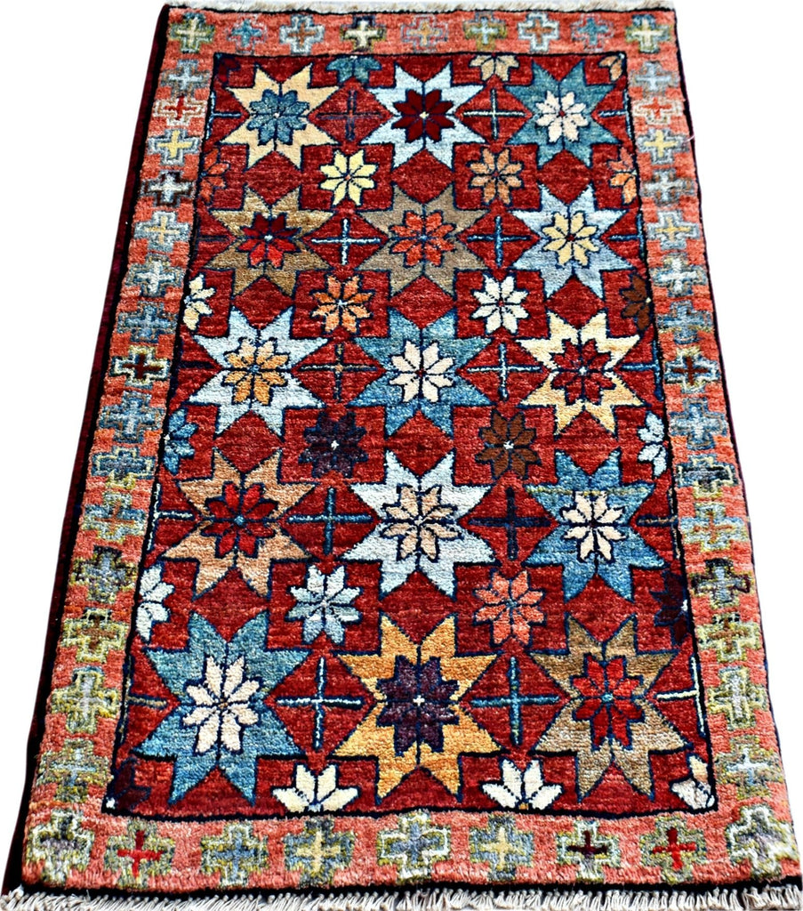 Handmade Mini Afghan Chobi Rug | 88 x 61 cm | 2'11" x 2' - Najaf Rugs & Textile