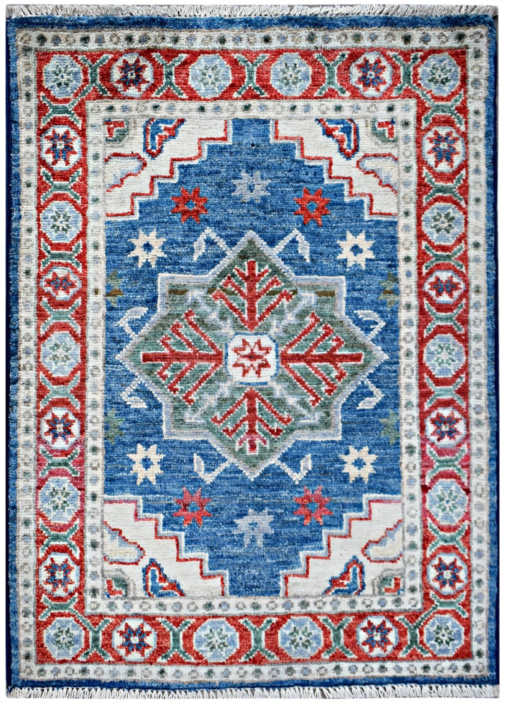Handmade Mini Afghan Chobi Rug | 88 x 64 cm | 2'11" x 2'1" - Najaf Rugs & Textile