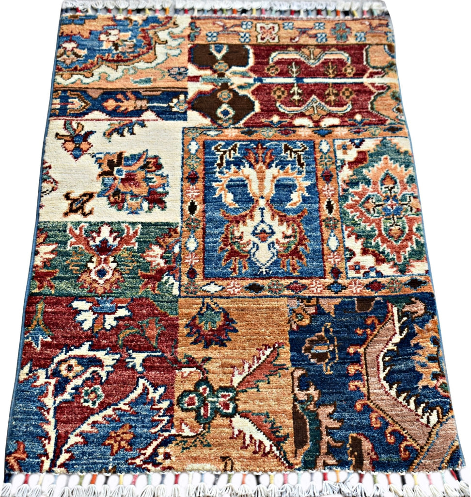 Handmade Mini Afghan Chobi Rug | 89 x 60 cm | 2'11" x 2' - Najaf Rugs & Textile