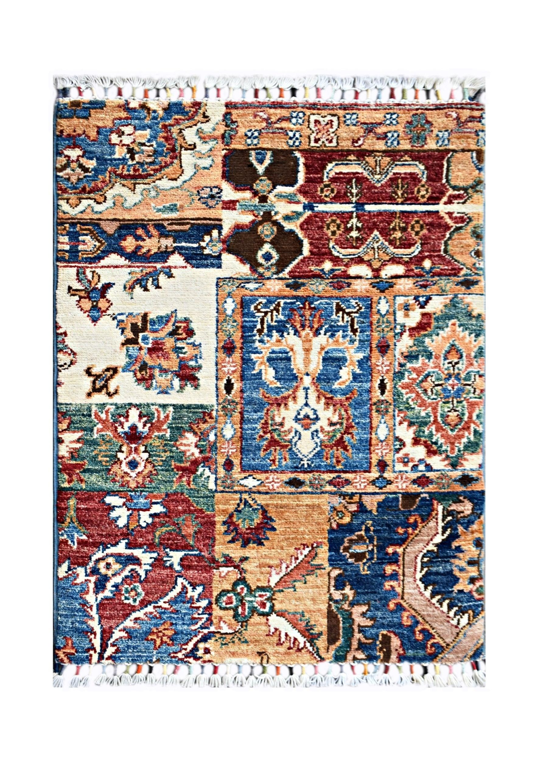 Handmade Mini Afghan Chobi Rug | 89 x 60 cm | 2'11" x 2' - Najaf Rugs & Textile