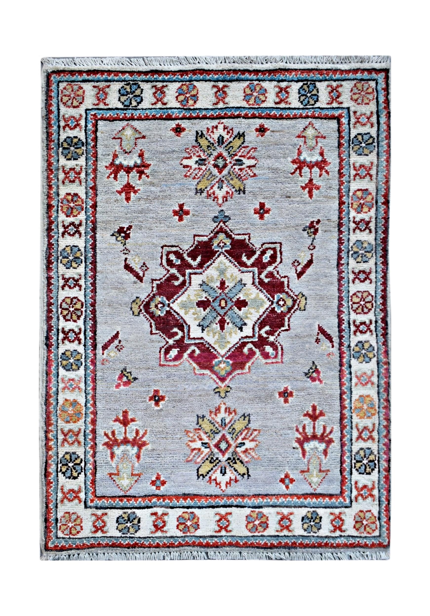 Handmade Mini Afghan Chobi Rug | 89 x 61 cm | 2'11" x 2' - Najaf Rugs & Textile