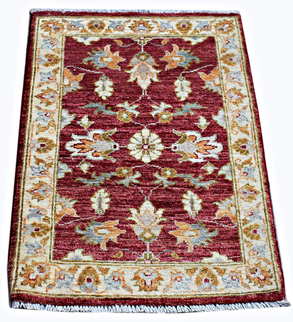 Handmade Mini Afghan Chobi Rug | 89 x 61 cm | 2'11" x 2' - Najaf Rugs & Textile