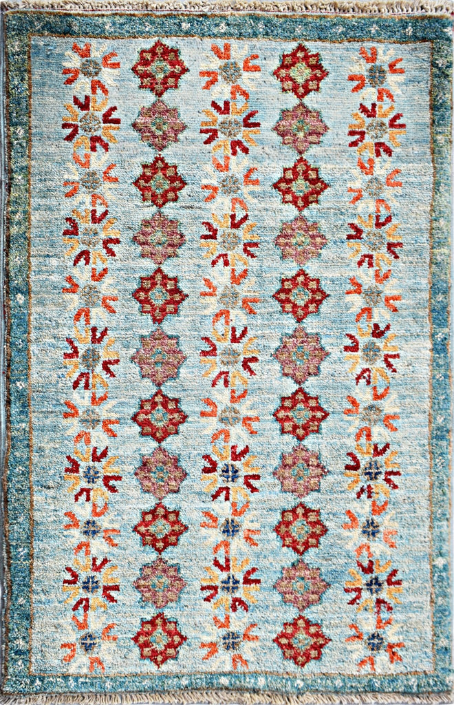 Handmade Mini Afghan Chobi Rug | 89 x 62 cm | 2'11 x 2'1" - Najaf Rugs & Textile