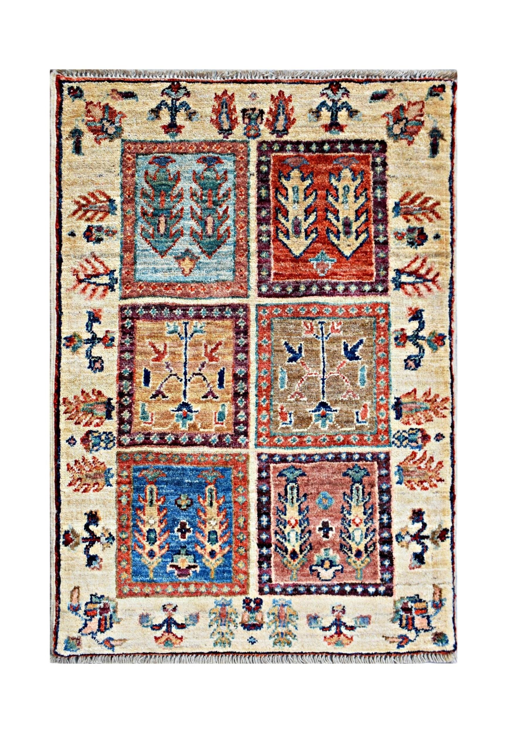 Handmade Mini Afghan Chobi Rug | 89 x 62 cm | 2'11" x 2'1" - Najaf Rugs & Textile