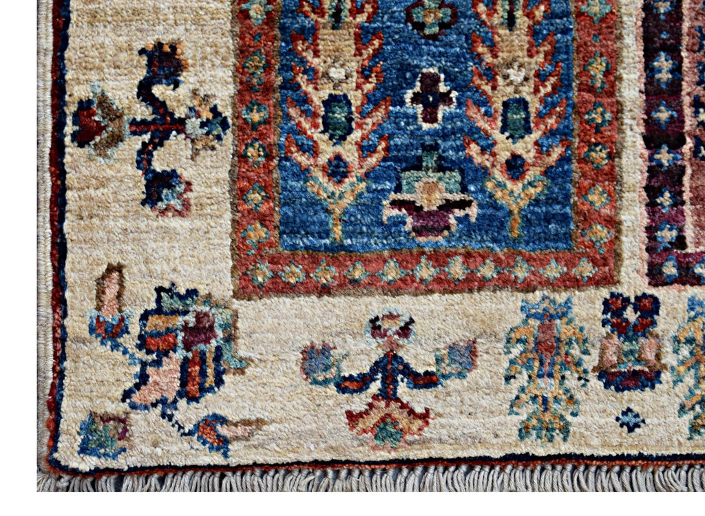 Handmade Mini Afghan Chobi Rug | 89 x 62 cm | 2'11" x 2'1" - Najaf Rugs & Textile