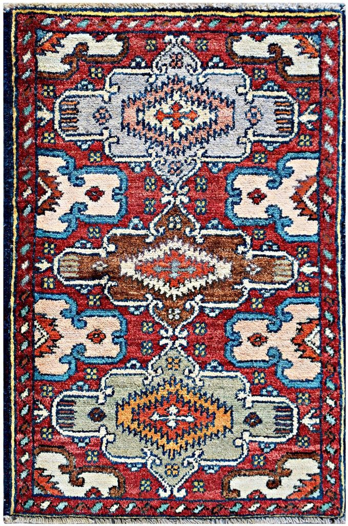 Handmade Mini Afghan Chobi Rug | 90 x 58 cm | 3' x 1'11" - Najaf Rugs & Textile