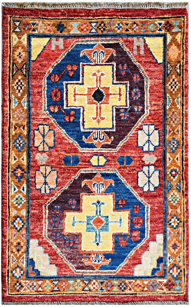 Handmade Mini Afghan Chobi Rug | 90 x 59 cm | 2'11" x 1'11" - Najaf Rugs & Textile