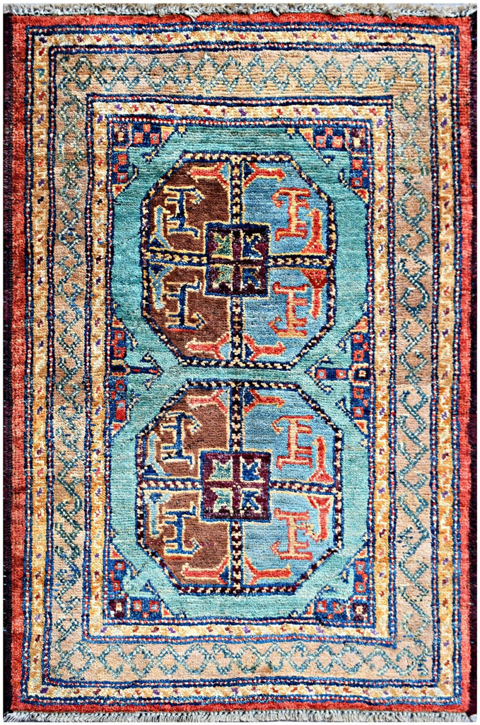 Handmade Mini Afghan Chobi Rug | 90 x 61 cm | 2'11" x 2' - Najaf Rugs & Textile