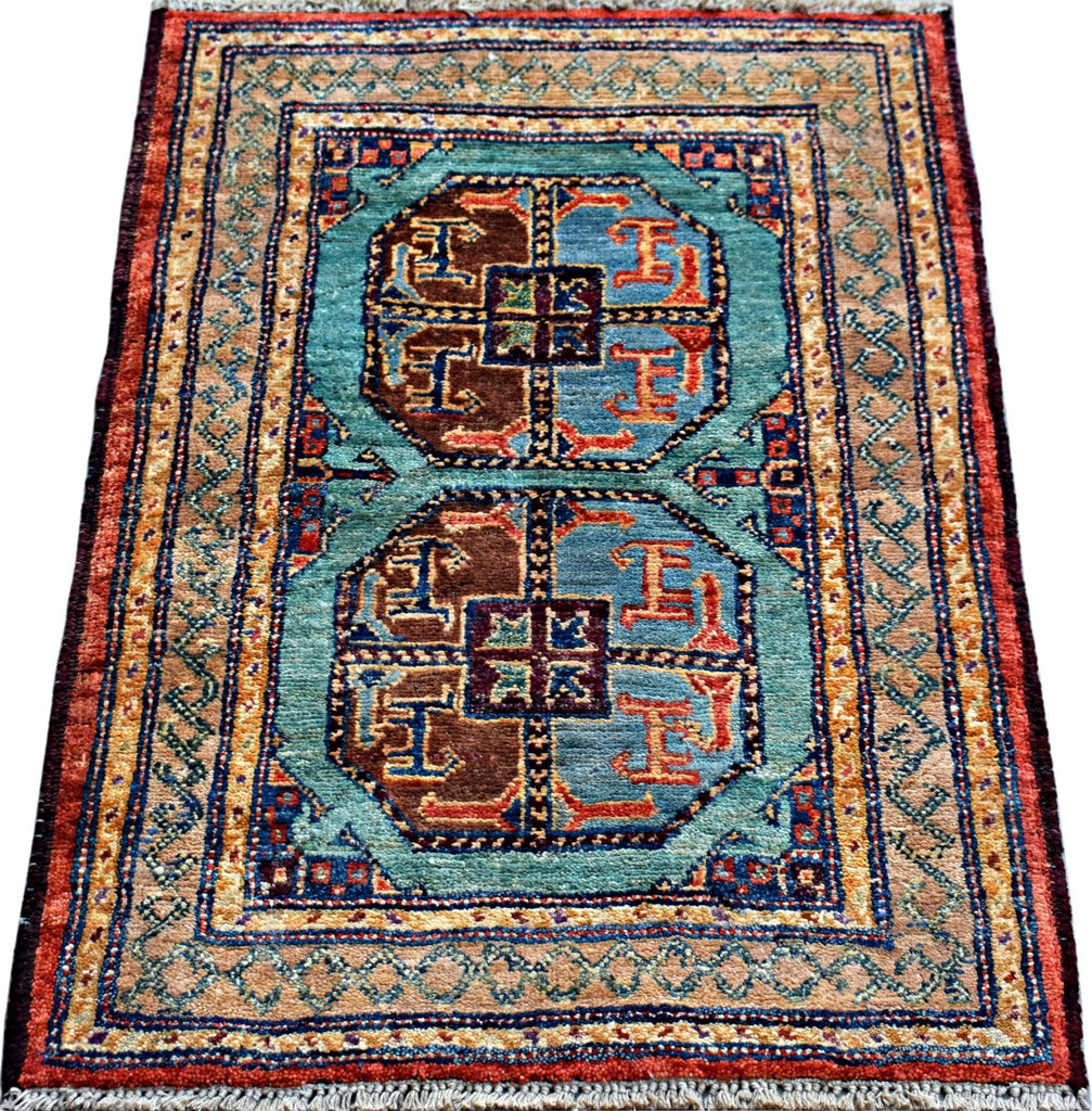 Handmade Mini Afghan Chobi Rug | 90 x 61 cm | 2'11" x 2' - Najaf Rugs & Textile