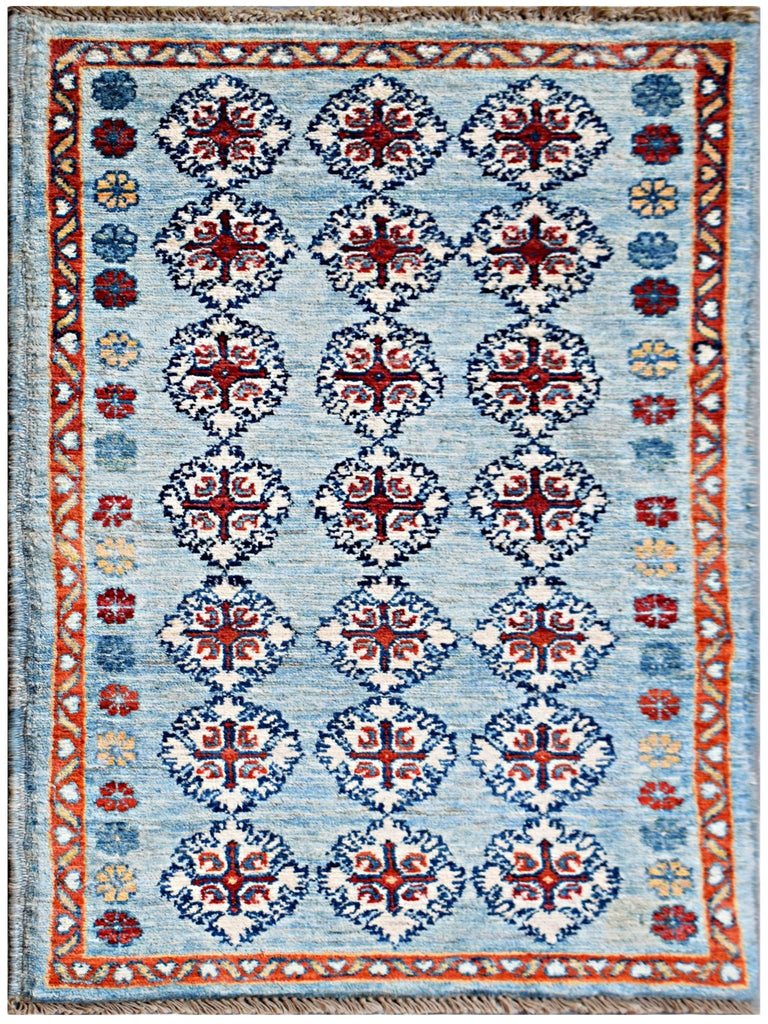 Handmade Mini Afghan Chobi Rug | 91 x 51 cm | 3' x 1'8" - Najaf Rugs & Textile
