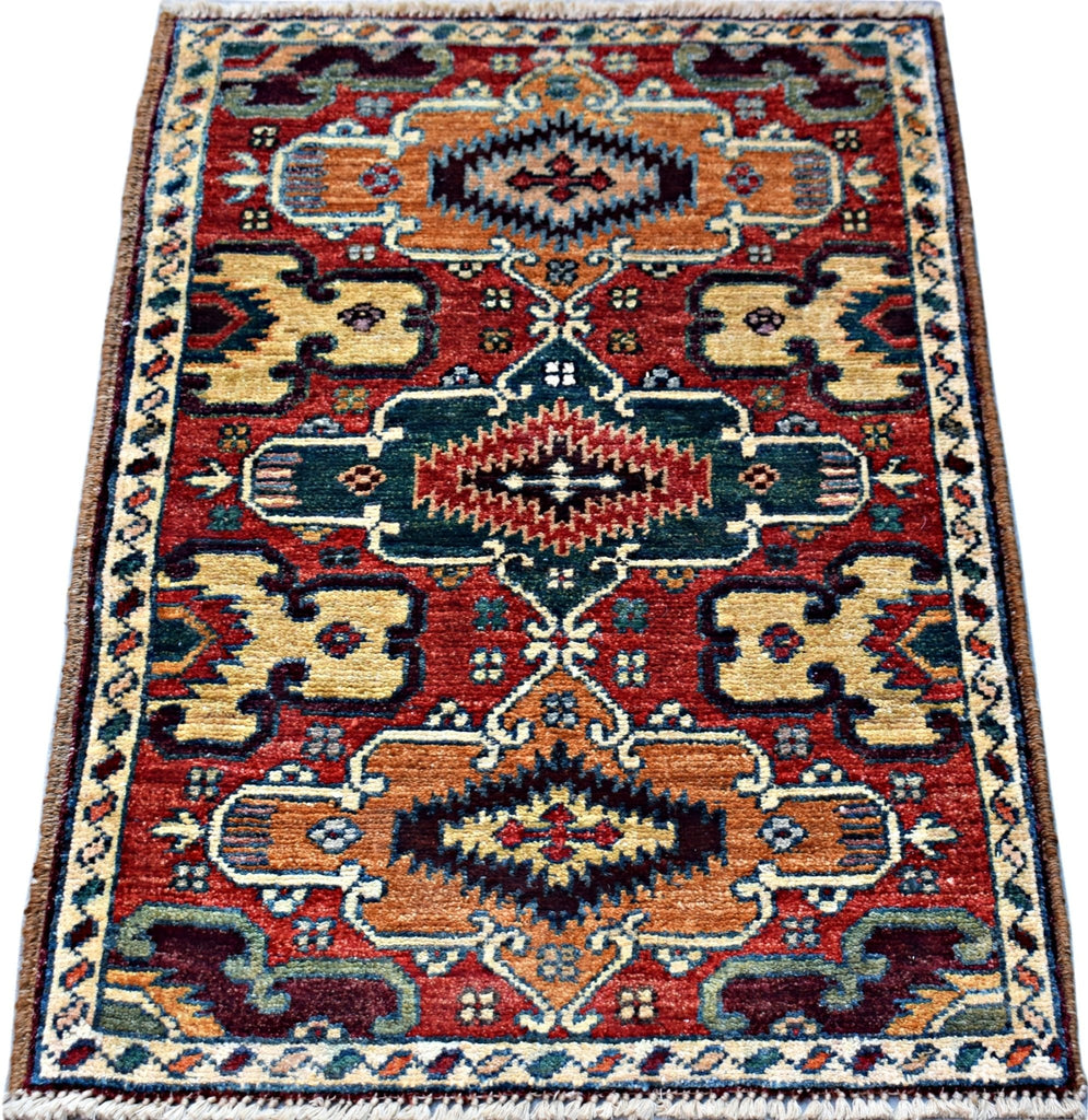 Handmade Mini Afghan Chobi Rug | 91 x 61 cm | 3' x 2' - Najaf Rugs & Textile