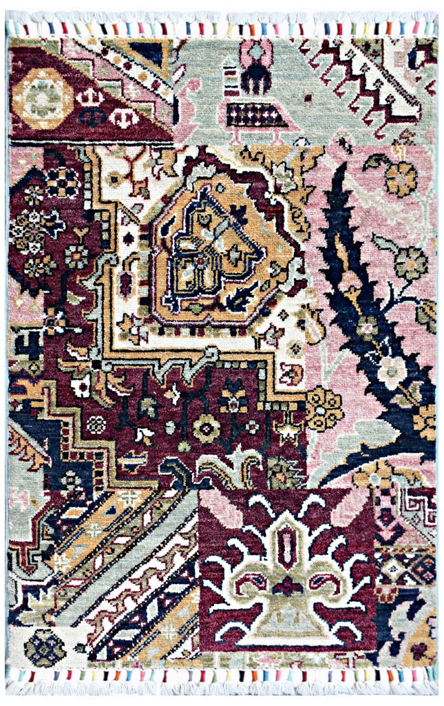 Handmade Mini Afghan Chobi Rug | 91 x 62 cm | 3' x 2' - Najaf Rugs & Textile