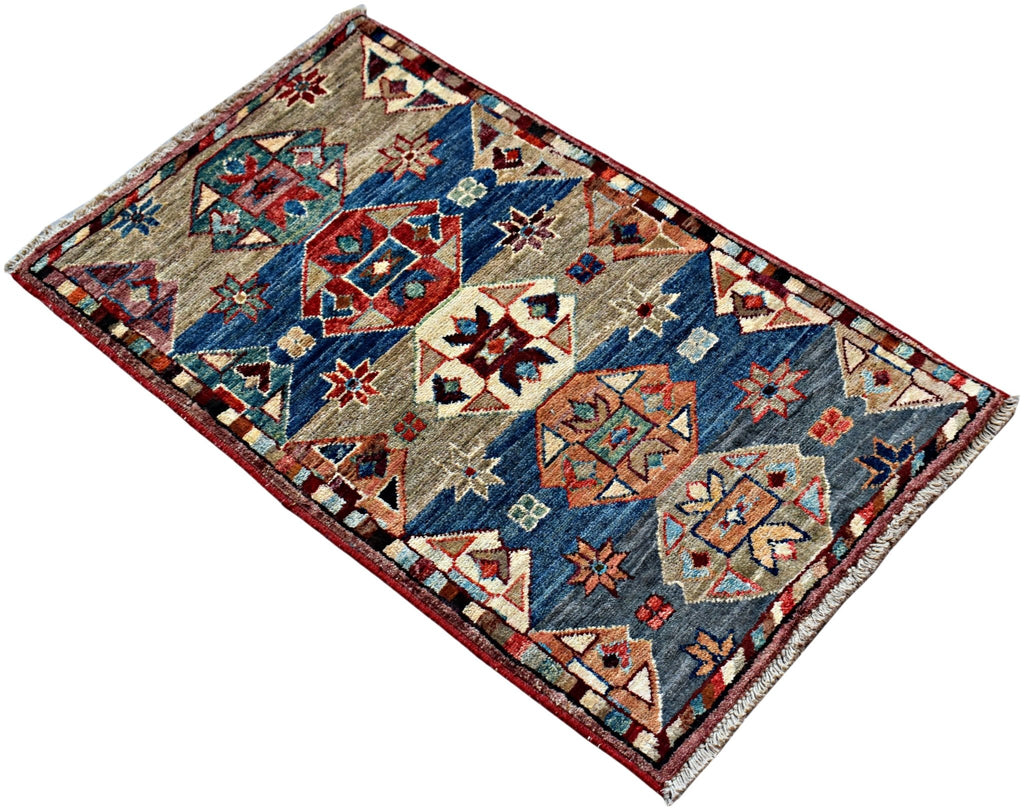 Handmade Mini Afghan Chobi Rug | 92 x 53 cm | 3' x 1'10" - Najaf Rugs & Textile