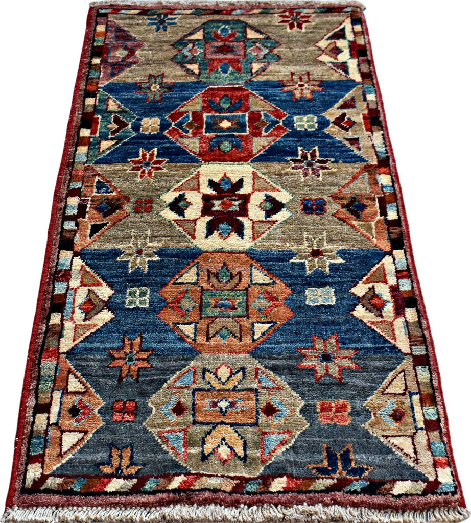 Handmade Mini Afghan Chobi Rug | 92 x 53 cm | 3' x 1'10" - Najaf Rugs & Textile