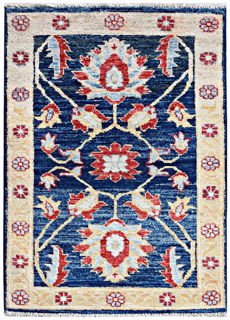 Handmade Mini Afghan Chobi Rug | 92 x 57 cm | 3' x 1'11" - Najaf Rugs & Textile