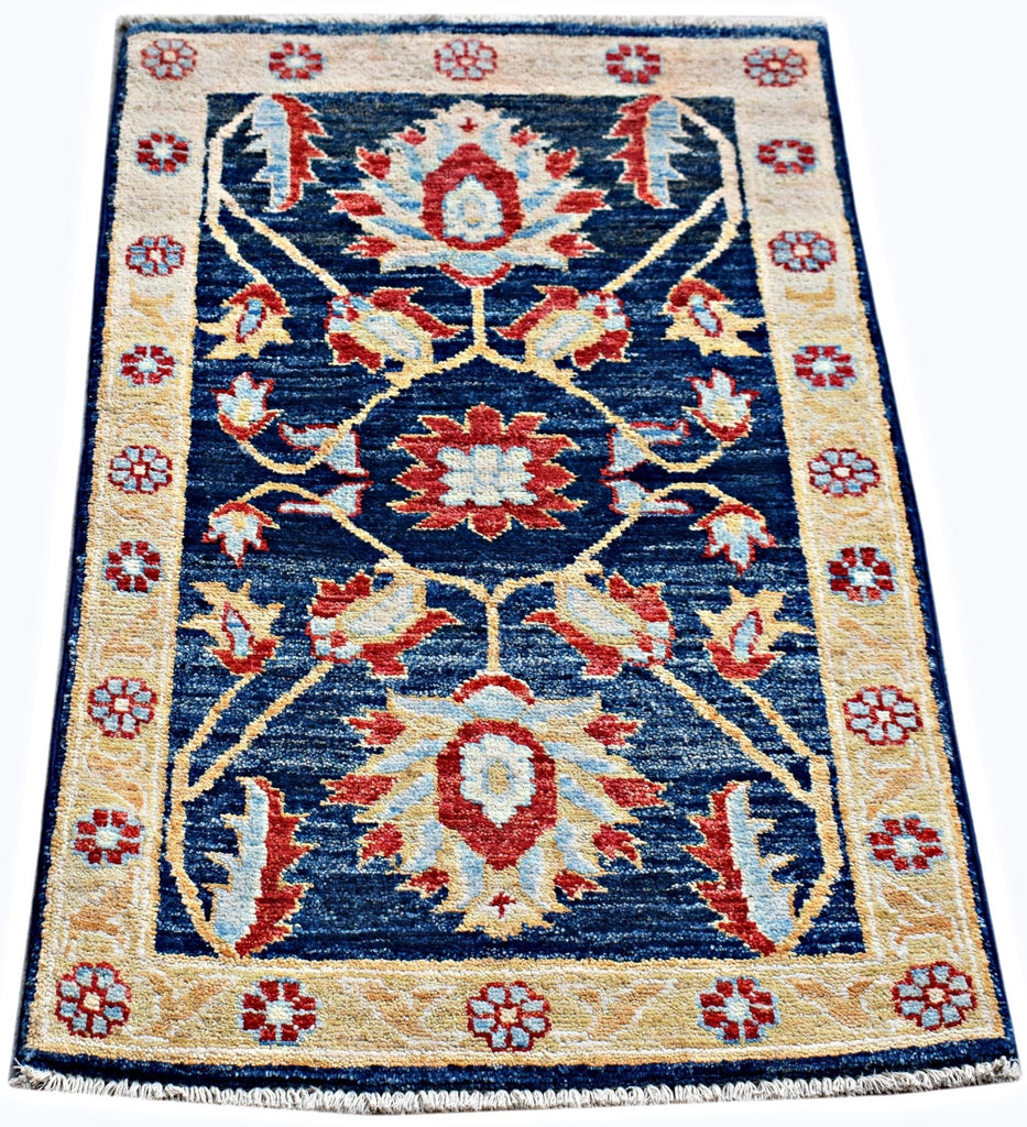 Handmade Mini Afghan Chobi Rug | 92 x 57 cm | 3' x 1'11" - Najaf Rugs & Textile
