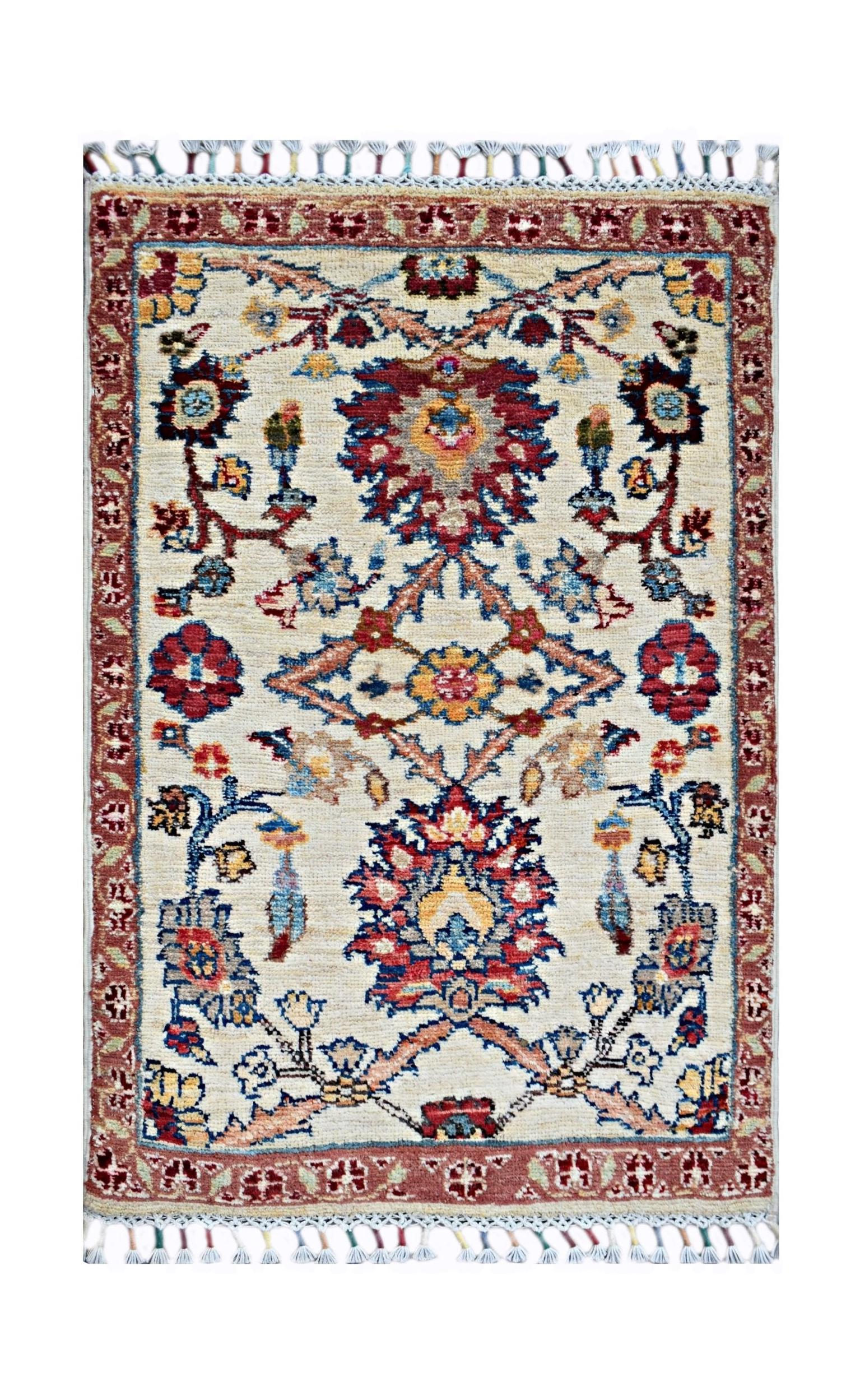 Handmade Mini Afghan Chobi Rug | 92 x 63 cm | 3' x 2'1" - Najaf Rugs & Textile