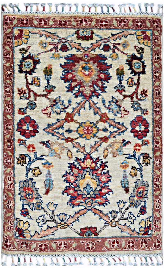 Handmade Mini Afghan Chobi Rug | 92 x 63 cm | 3' x 2'1" - Najaf Rugs & Textile