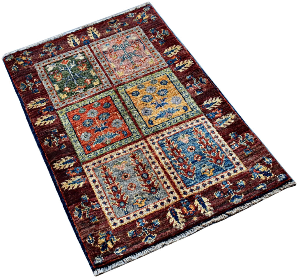 Handmade Mini Afghan Chobi Rug | 93 x 60 cm | 3'1" x 2' - Najaf Rugs & Textile
