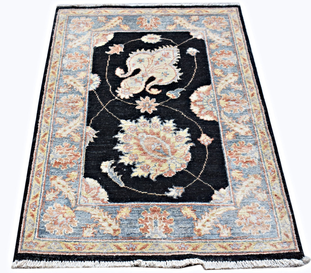 Handmade Mini Afghan Chobi Rug | 94 x 66 cm | 3'1" x 2'3" - Najaf Rugs & Textile