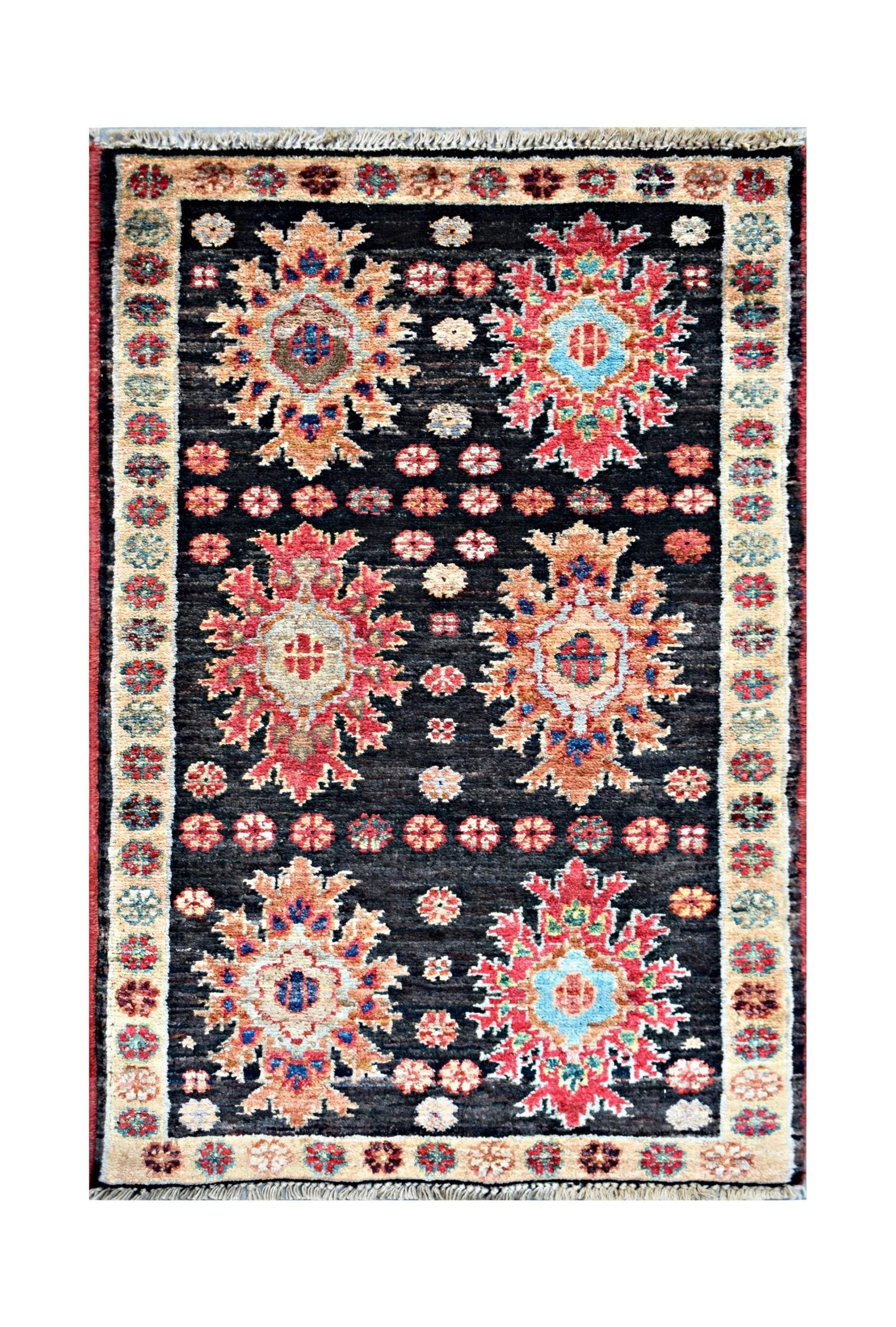 Handmade Mini Afghan Chobi Rug | 95 x 54 cm | 3'2" x 1'9" - Najaf Rugs & Textile