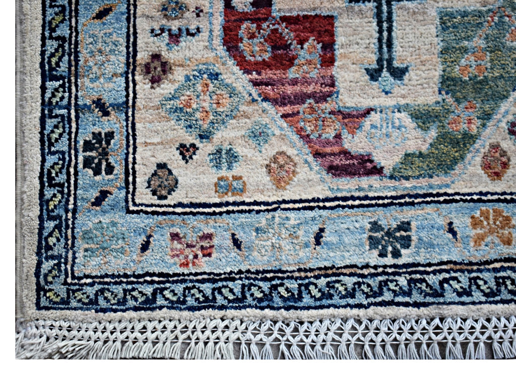 Handmade Mini Afghan Chobi Rug | 95 x 60 cm | 3'2" x 2' - Najaf Rugs & Textile