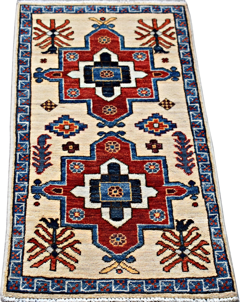 Handmade Mini Afghan Chobi Rug | 96 x 52 cm | 3'2" x 1'9" - Najaf Rugs & Textile