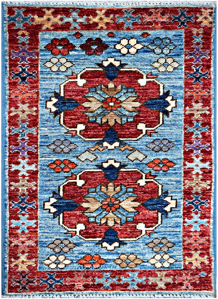 Handmade Mini Afghan Chobi Rug | 96 x 53 cm | 2'10" x 2' - Najaf Rugs & Textile